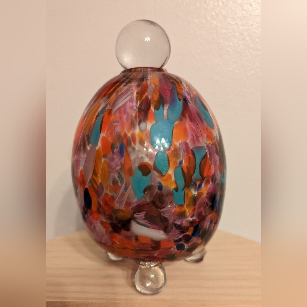 multi-colored Glass decanter with stopper